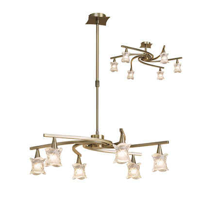 Mantra Rosa 64cm Del Desierto Telescopic Pendant Convertible To Semi Flush 6 Light G9, Antique Brass