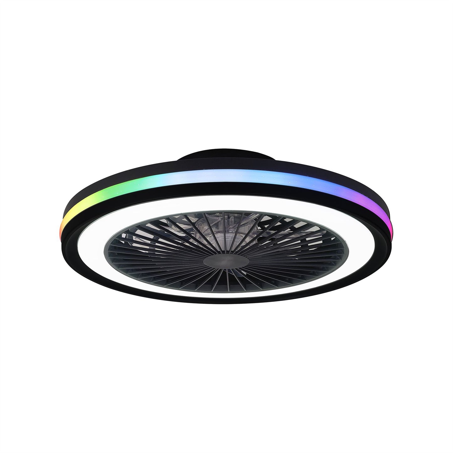 Gamer 47cm 40W LED Dimmable White/RGB Ceiling Light With Built-In 20W DC Reversible Fan, c/w Remote Control, 4200lm, Black