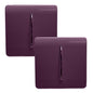 Trendi 1 Gang 2 Way 240V Screwless Artistic Modern Glossy 10 Amp Chrome Rocker Electrical Wall Light Switch in Plum Purple (2 pack)