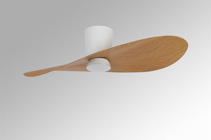 Surfer 112 x 30cm 18W LED Dimmable Ceiling Light With Built-In 40W DC Fan, 3000-5000K Remote Control, 3600lm, White/Wood, 5yrs Warranty