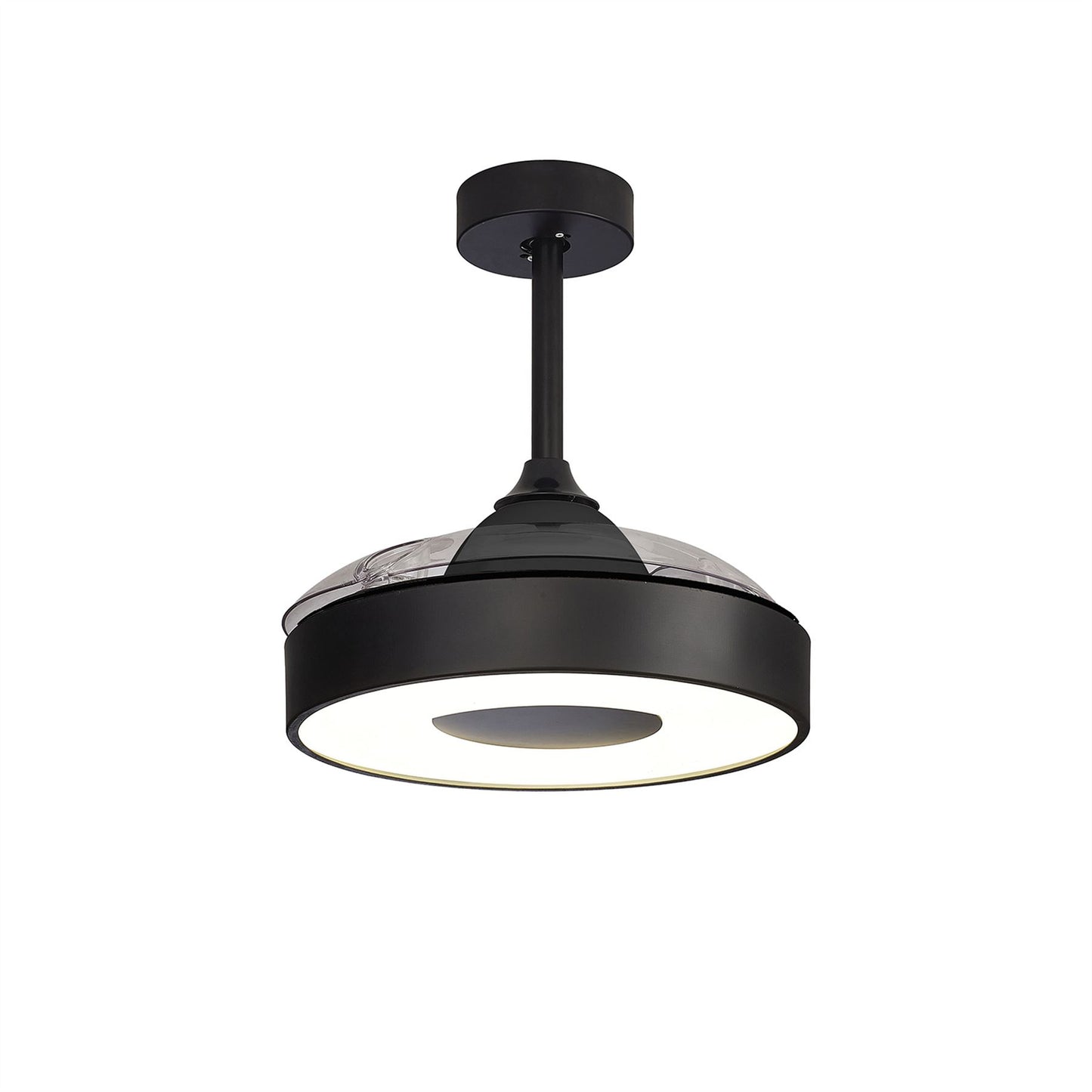 Coin Mini 45W LED Dimmable Ceiling Light With Built-In 25W DC Reversible Fan, Remote & APP Control, Black, 2500lm, 5yrs Warranty