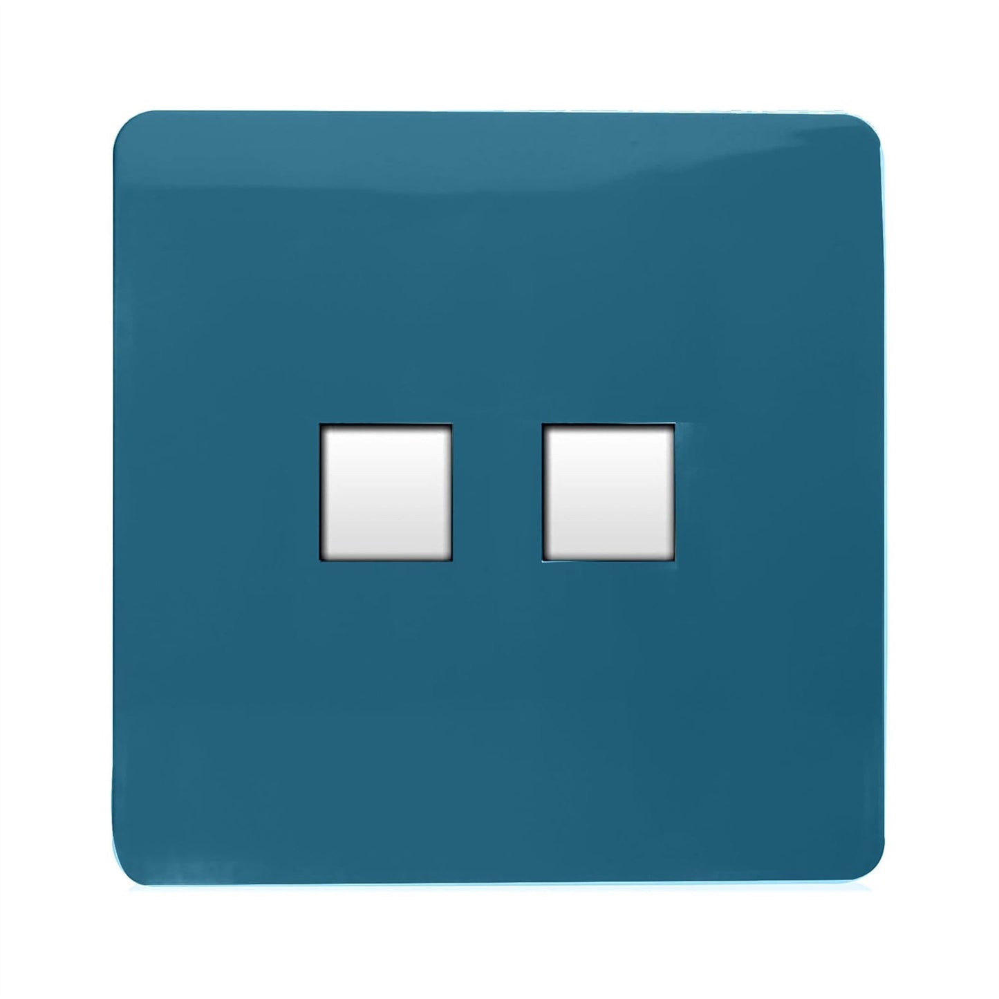 Trendi 2 Gang RJ45 Cat 6 PC Ethernet & Modern Designer Telephone Slave Sockets in Ocean Blue