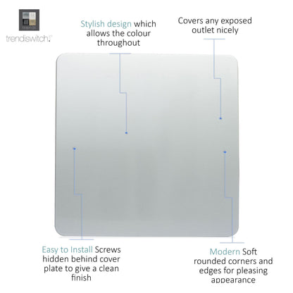 Trendi Artistic Modern Glossy Tactile Single Blanking Plate Silver ART-BLKSI