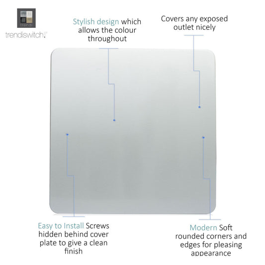Trendi Artistic Modern Glossy Tactile Single Blanking Plate Silver ART-BLKSI