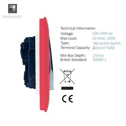 Trendi 2 Gang Artistic Modern Glossy Tactile Home Automation Switch Strawberry