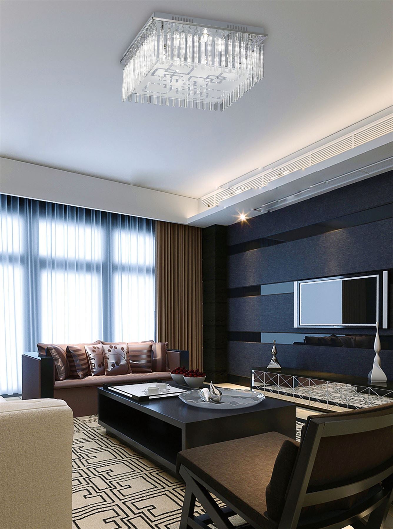 Diyas Capella Square Flush  8 Light G9 Polished Chrome/Glass Ceiling Light Fitting
