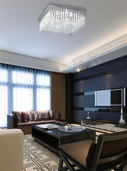 Diyas Capella Square Flush  8 Light G9 Polished Chrome/Glass Ceiling Light Fitting