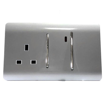 Trendi Artistic Modern 45 A Cooker Switch Inc Plug Socket & Neon Insert Silver