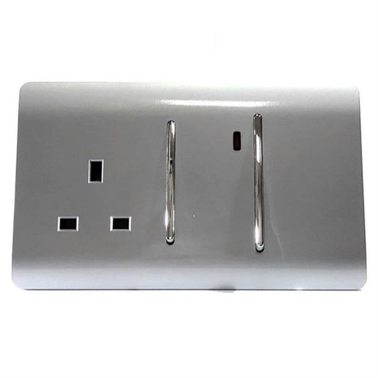 Trendi Artistic Modern 45 A Cooker Switch Inc Plug Socket & Neon Insert Silver
