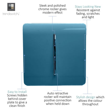 Trendi Artistic Modern Glossy Tactile Auto Retractive Door Bell Switch Ocean Blue