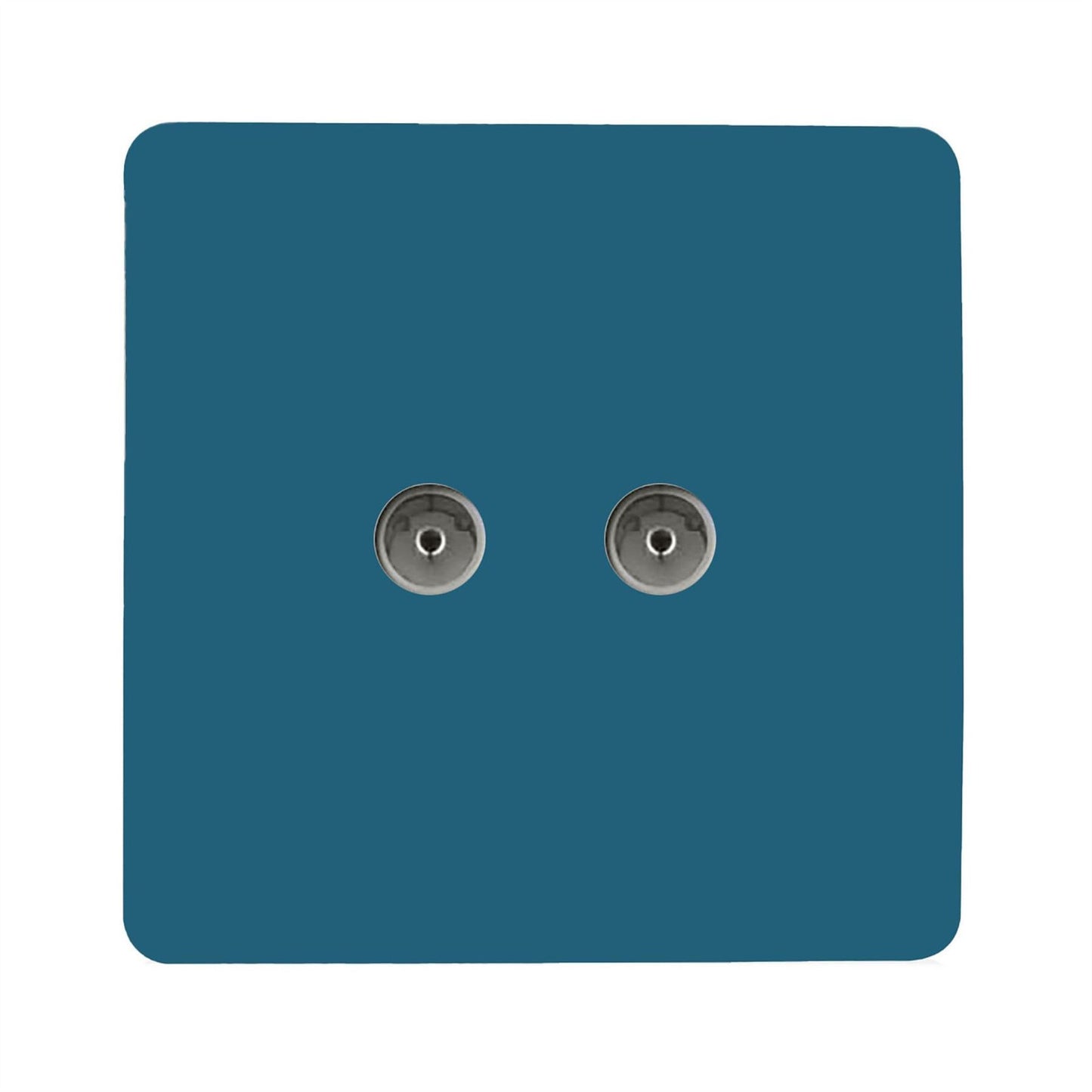 Trendi Artistic Modern Glossy Tactile 2 Gang TV Socket Ocean Blue