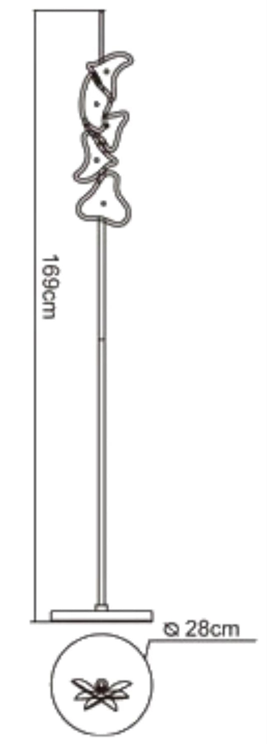 Mantra Otto Floor Lamp 5 Light G4, Polished Chrome/Frosted Glass/Black Glass, NOT LED/CFL Compatible