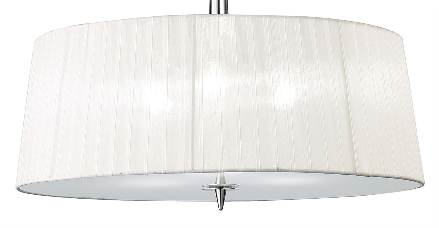 Mantra M4639 Loewe Single Pendant 3 Light E27, Polished Chrome with White Shade