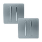 Trendi 2 Gang 2 Way 240V Screwless Artistic Modern Glossy 10 Amp Chrome Rocker Electrical Wall Light Switch in Cool Grey (2 pack)