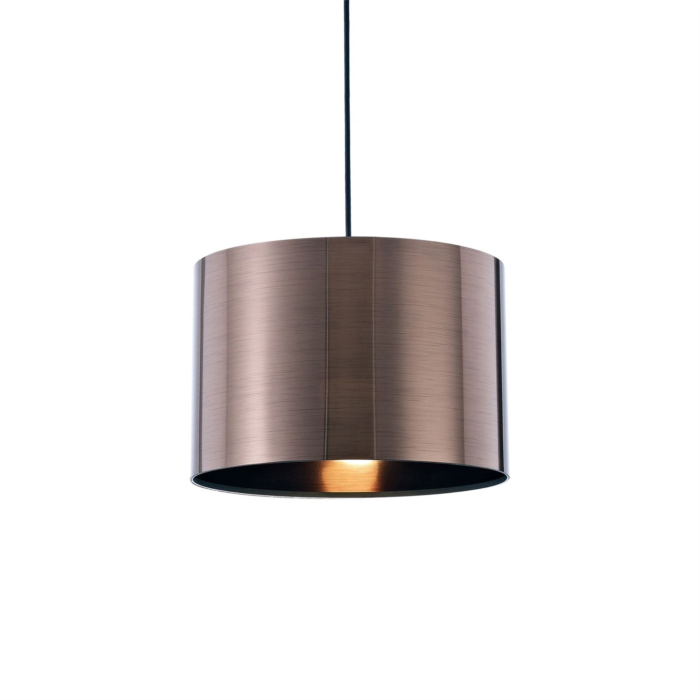 Deco Dako Black Pendant 1 Light E27 with 300 x 200mm Metallic Bronze Finish Cylinder Shade, c/w Ceiling Bracket