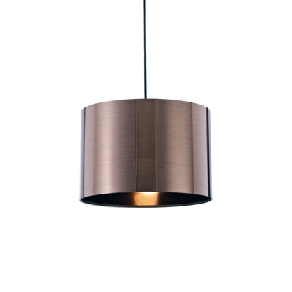 Deco Dako Black Pendant 1 Light E27 with 300 x 200mm Metallic Bronze Finish Cylinder Shade, c/w Ceiling Bracket