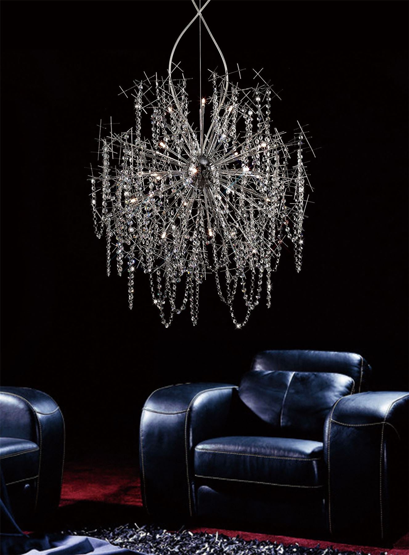 Diyas Lexi 85cm  22 Light G4 Polished Chrome/Crystal, NOT LED/CFL Compatible Item Weight: 15kg Ceiling Pendant Light Fitting