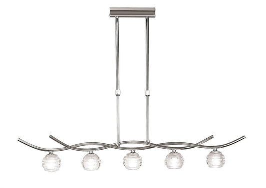 Mantra Dali Telescopic Pendant Line 5 Light G9, Polished Chrome