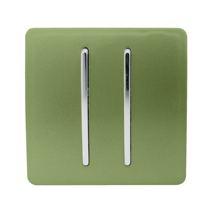 Trendi 2 Gang 3 Way Intermediate Artistic Modern Glossy 10 Amp Rocker Light Switch Moss Green
