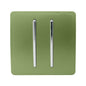 Trendi 2 Gang 3 Way Intermediate Artistic Modern Glossy 10 Amp Rocker Light Switch Moss Green
