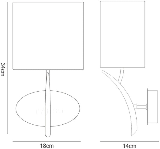 Mantra Eve Wall Light Switched 1 Light E27, Anthracite with White Oval Shade