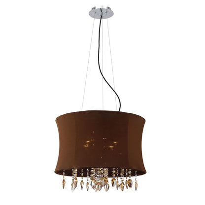 Diyas Niki 50cm  4 Light E14 with Brown Shade Polished Chrome/Coffee Crystal Ceiling Pendant Light Fitting