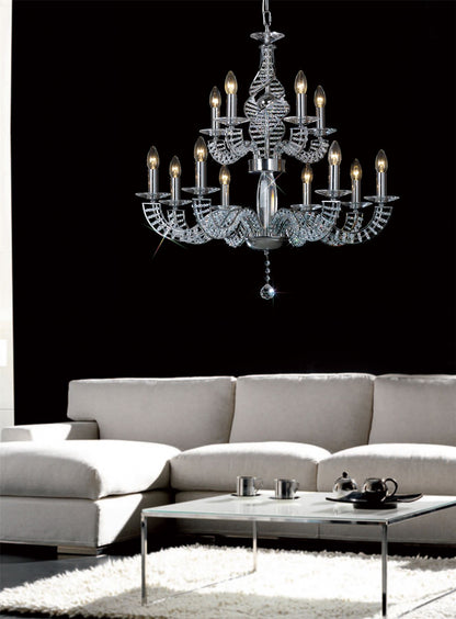 Diyas Santo 78cm  8 Light E14 Polished Chrome/Crystal Ceiling Pendant Light Fitting