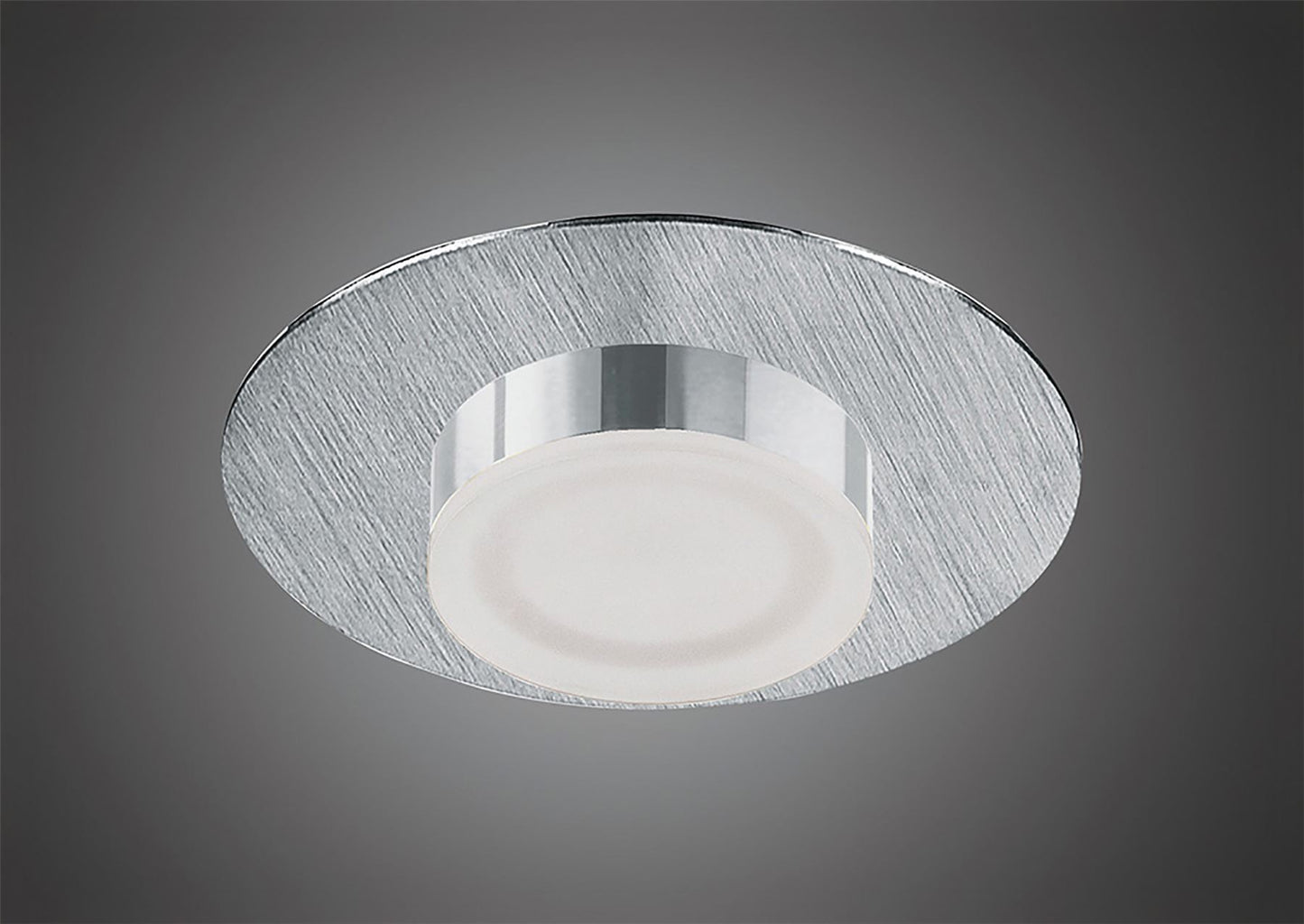 Mantra Fusion Marcel Recessed Down Light 4W LED Round 3000K IP44, 360lm, Satin Aluminium/Frosted Acrylic/Chrome, Cut Out: 70mm, Driver Included, 3yrs Warranty
