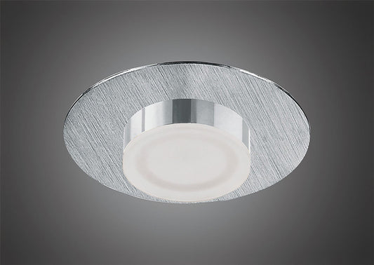 Mantra Fusion Marcel Recessed Down Light 4W LED Round 3000K IP44, 360lm, Satin Aluminium/Frosted Acrylic/Chrome, Cut Out: 70mm, Driver Included, 3yrs Warranty