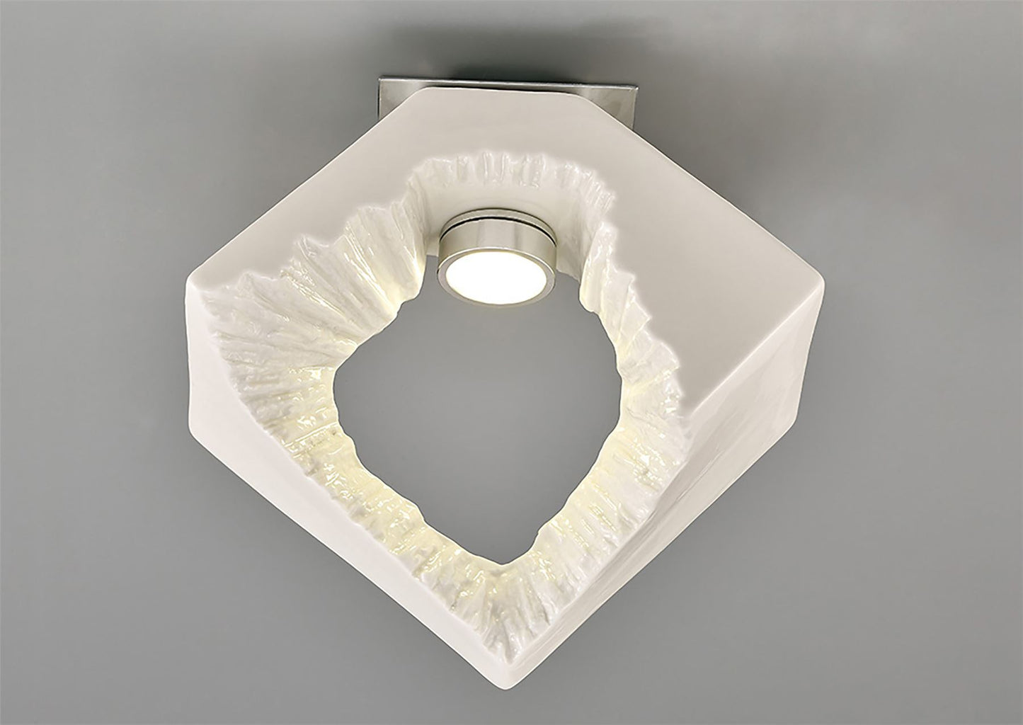 Diyas Salvio 16.5cm Ceramic  Square Sculpture 1 x 3W LED 4200K Chrome/White, Cut Out: 60mm, 3yrs Warranty  Ceiling Light Fitting