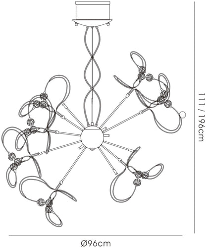 Diyas Messe 96cm  24 Light G4 Polished Chrome/Crystal, NOT LED/CFL Compatible Item Weight: 15.3kg Ceiling Pendant Light Fitting