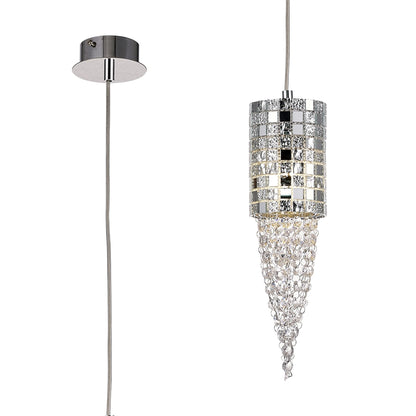 Diyas Camden 10cm Single  1 Light G9 Polished Chrome/Mosaic Glass/Crystal Ceiling Pendant Light Fitting