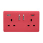 Trendi 2 Gang Artistic Modern Glossy 13 Amp 2 x Type A & C 3100mA USB Switched Plug Socket Strawberry Red