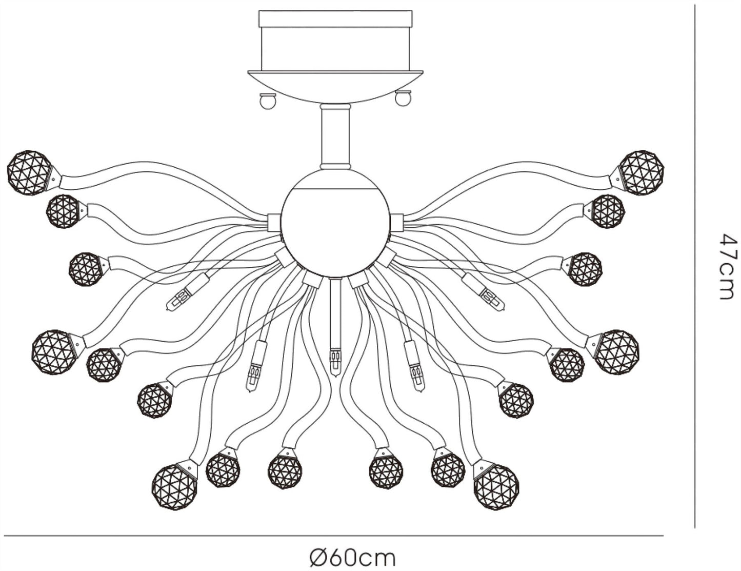 Diyas Tizio 60cm  10 Light G4 French Gold/Crystal, NOT LED/CFL Compatible Ceiling Light Fitting