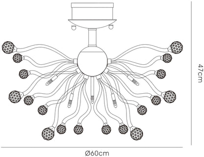 Diyas Tizio 60cm  10 Light G4 French Gold/Crystal, NOT LED/CFL Compatible Ceiling Light Fitting