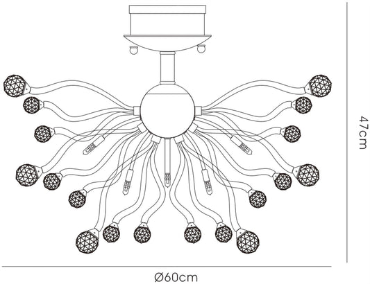 Diyas Tizio 60cm  10 Light G4 French Gold/Crystal, NOT LED/CFL Compatible Ceiling Light Fitting