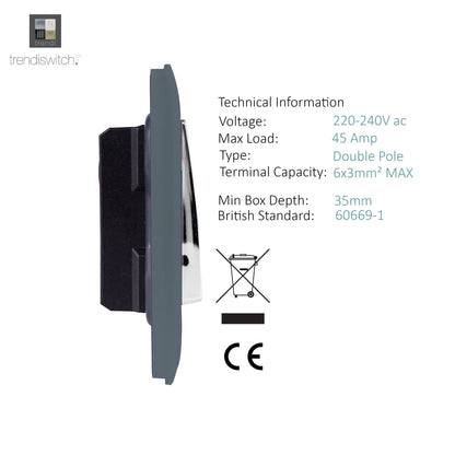 Trendi Artistic Modern Glossy 45 A Tactile Light Switch & Neon Insert Warm Grey