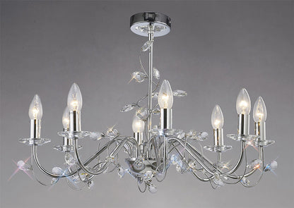 Diyas Willow 64cm  WITHOUT SHADE 8 Light E14 Polished Chrome/Crystal Ceiling Pendant Light Fitting