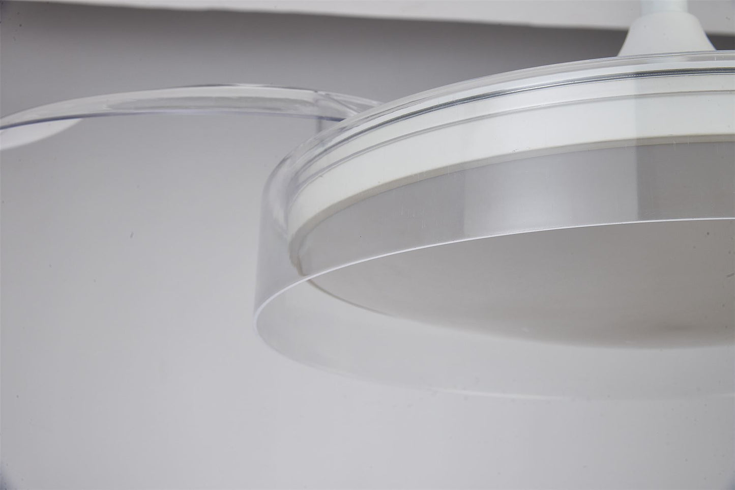 Glass Fan 44cm 36W LED Dimmable Ceiling Light With Built-In 25W DC Fan, 3000-5000K Remote Control, 5710lm, White/Clear, 5yrs Warranty