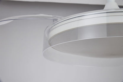 Glass Fan 44cm 36W LED Dimmable Ceiling Light With Built-In 25W DC Fan, 3000-5000K Remote Control, 5710lm, White/Clear, 5yrs Warranty