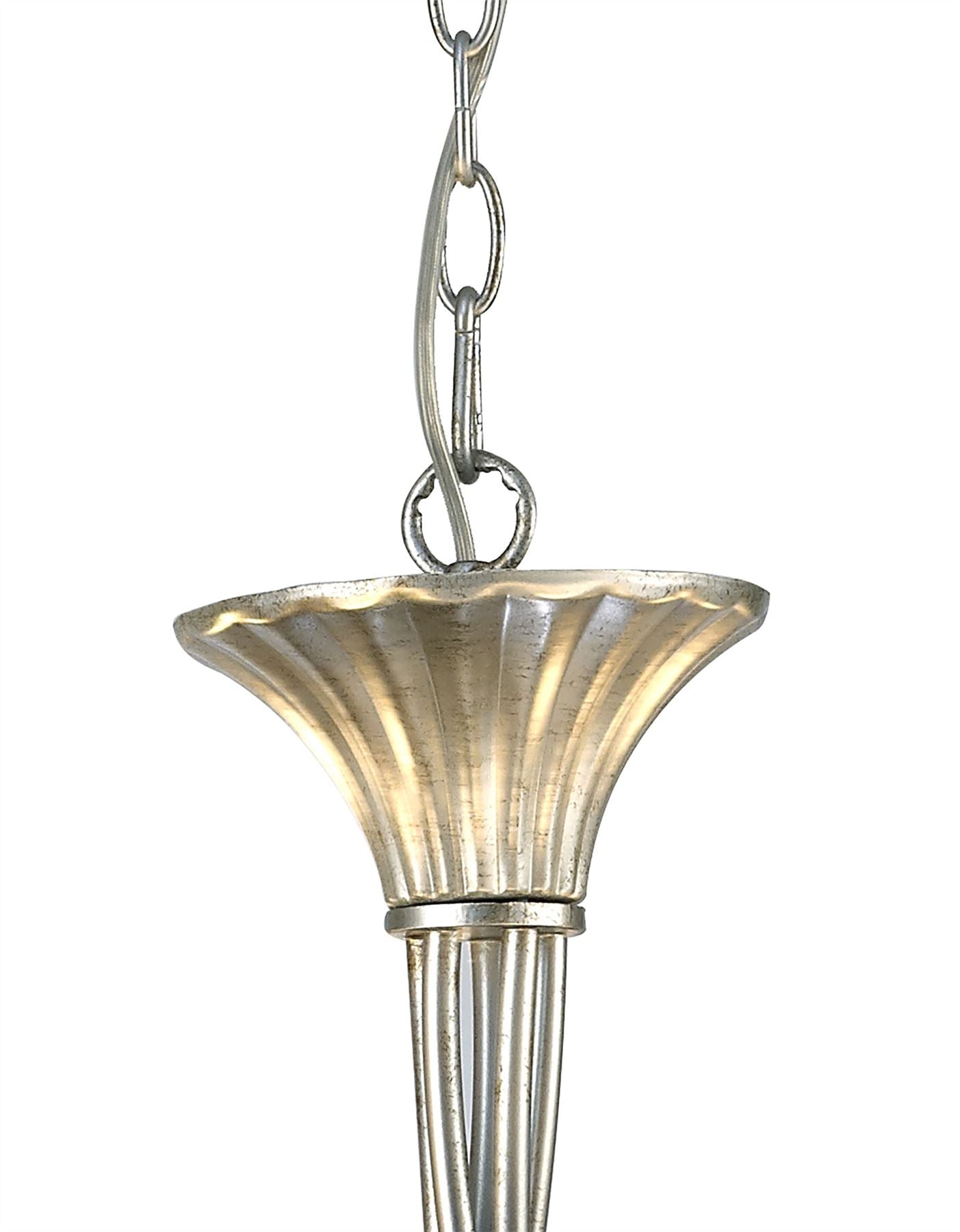 Mantra M6208 Paola Pendant 70cm Round, 5 x E14 (Max 40W), Silver Painting, Black Shades