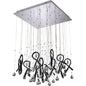 Diyas Class  Square 20 Light G4 Polished Chrome/Black Glass/Crystal, NOT LED/CFL Compatible Ceiling Pendant Light Fitting