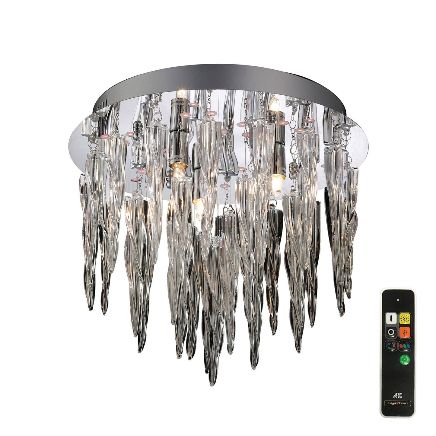 Diyas Tropez 30cm  3 Light G9 with RGB LEDs and Remote Control Polished Chrome/Glass Ceiling Light Fitting