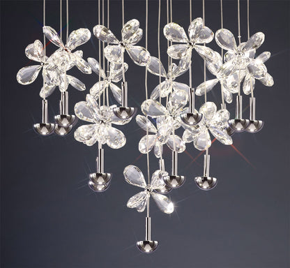 Diyas Aviva 50cm  Round 16 Light 4000K LED Polished Chrome/Crystal Ceiling Pendant Light Fitting