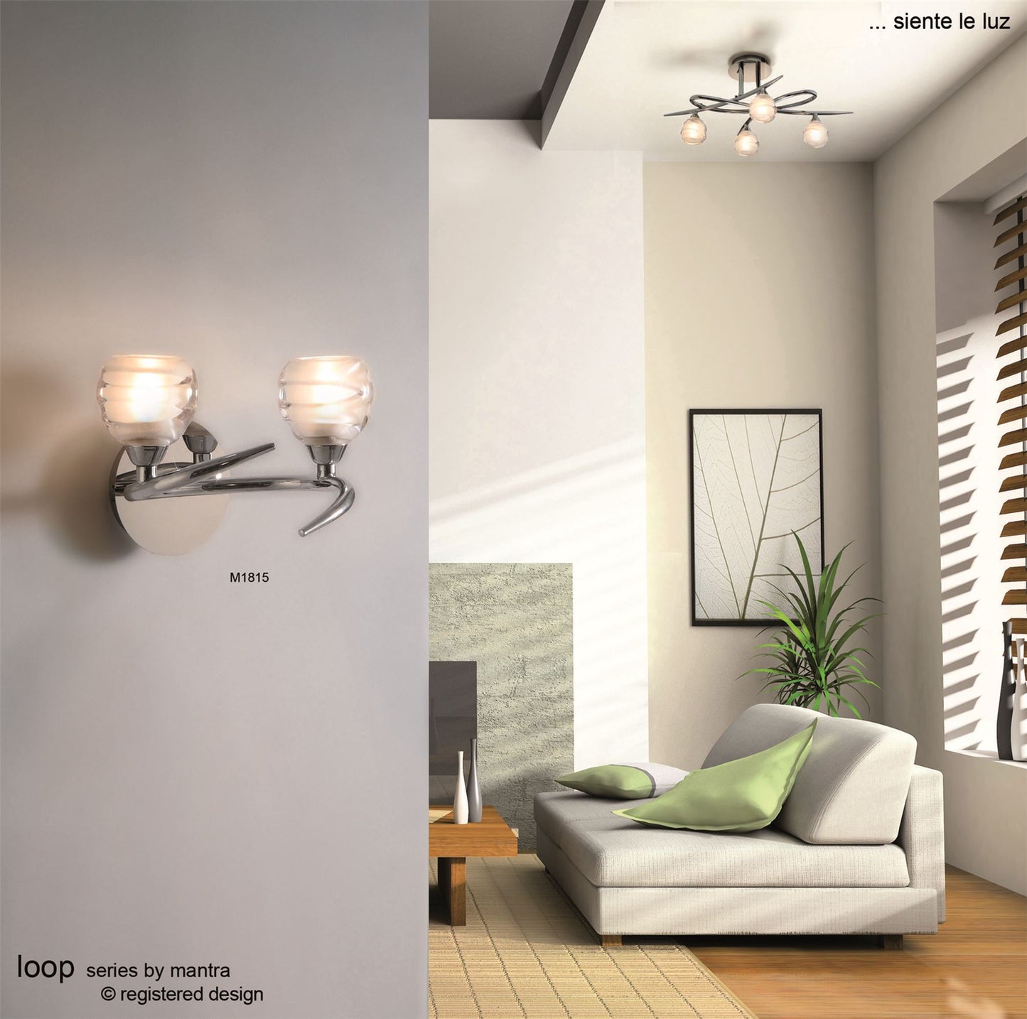 Mantra M1815/S Loop Wall Light Switched 2 Light G9 ECO, Satin Nickel - M1815/S