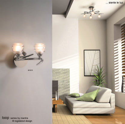 Mantra M1815/S Loop Wall Light Switched 2 Light G9 ECO, Satin Nickel - M1815/S