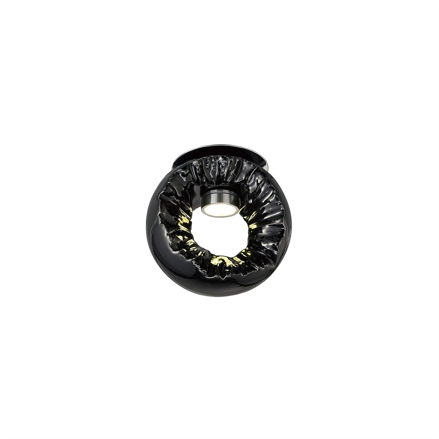 Diyas Salvio 12cm Ceramic  Round Sculpture 1 x 3W LED 4200K Chrome/Black, Cut Out: 60mm, 3yrs Warranty  Ceiling Light Fitting