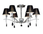 Mantra M0344 Siena Semi Ceiling Round 6 Light E14, Polished Chrome with Black Shades and Black Crystal