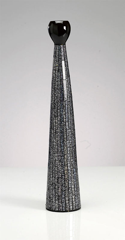 Diyas Home (DH) Silvia Mosaic Thin Vase Large Black/Chrome Mosaic