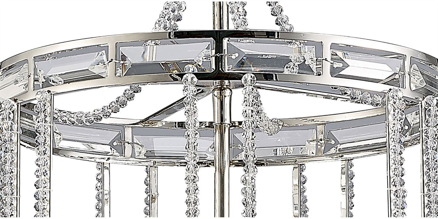 Diyas Adina  4 Light E14 Polished Nickel/Crystal Ceiling Pendant Light Fitting
